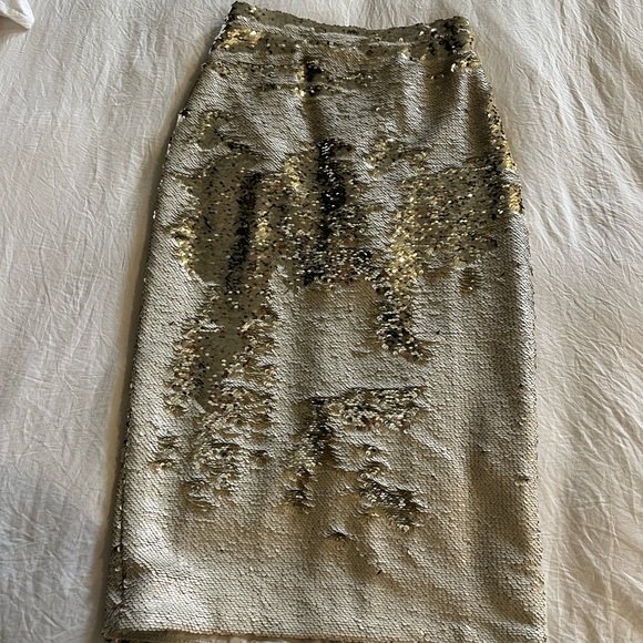 Anthropologie Hutch Golden Sequin Pencil Skirt - Picture 5 of 8